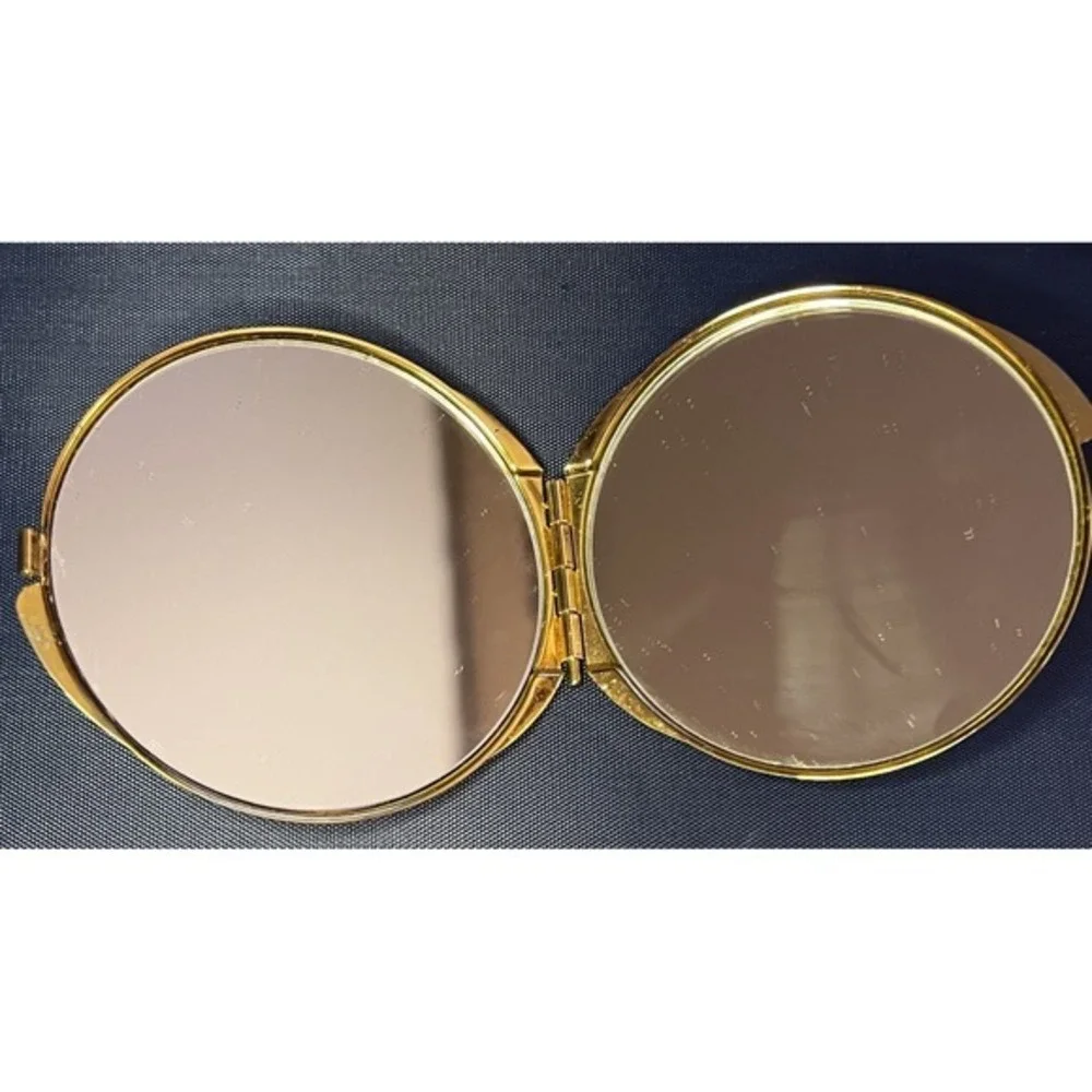 Mother‎ of Pearl Floral Double Compact Pocket Hand Mirror 24k G.P